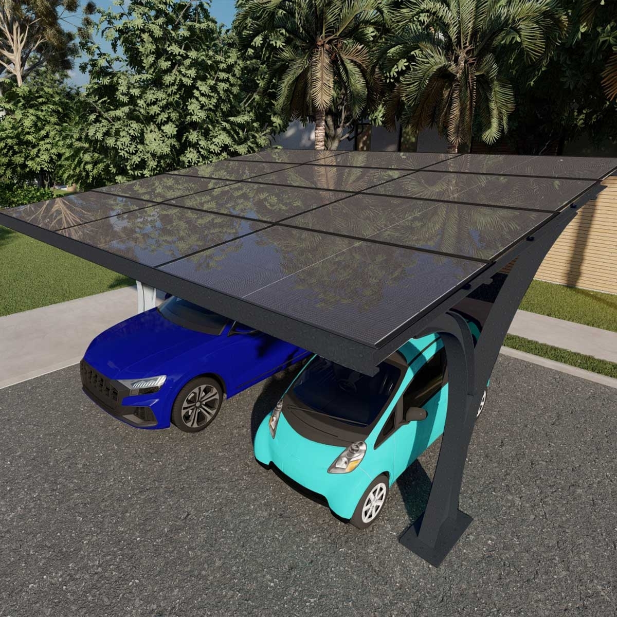 TommaTech Two-Car Solar Carport Package - Tommatech Home