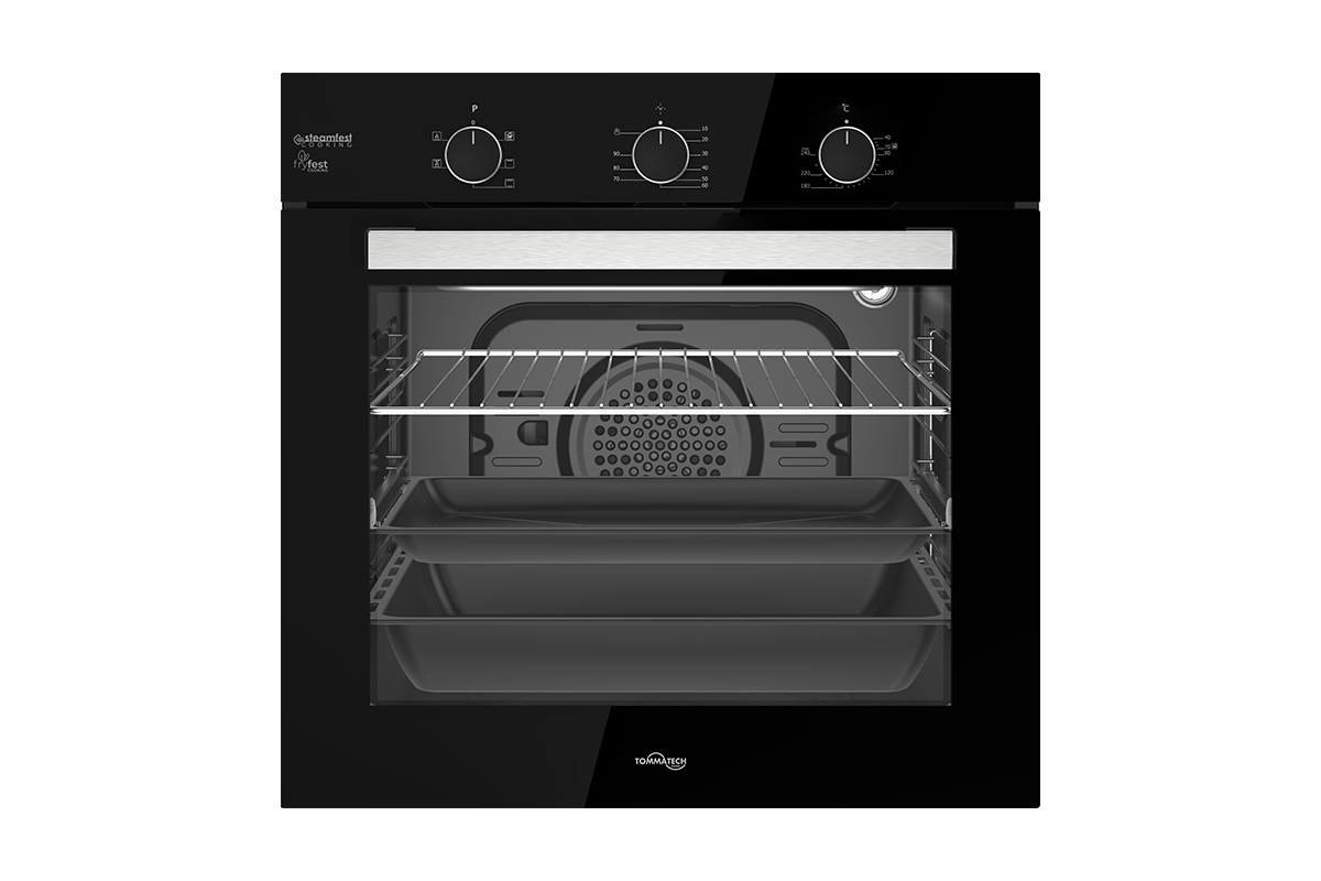 TommaTech TAF6006BSM Einbaubackofen 60 Cm Schwarzes Glas