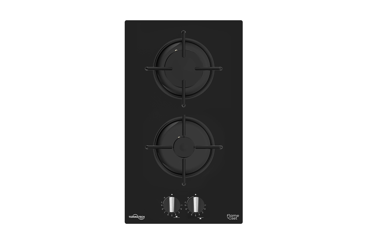 TommaTech TAO3003BG Built-in Gas Hob 30 cm Black Glass