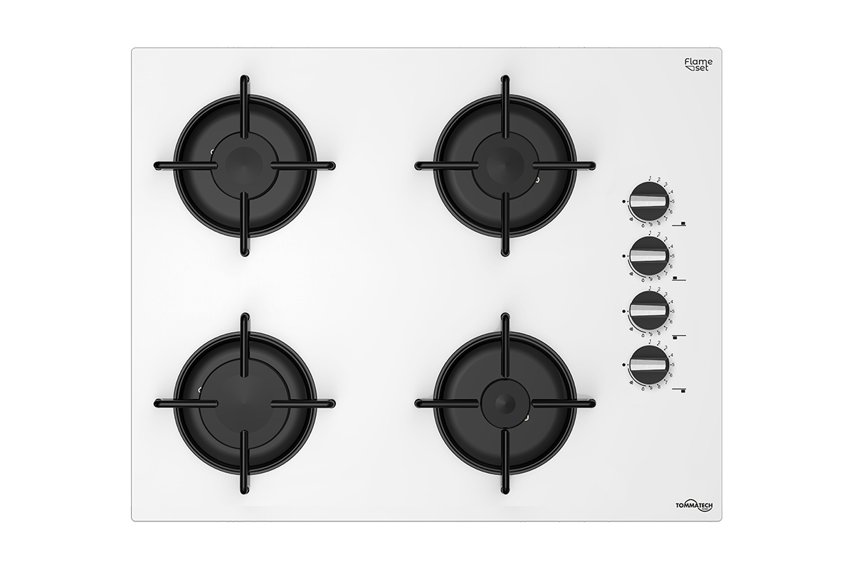 TommaTech TAO6001WG Built-in Gas Hob 65 cm White Glass