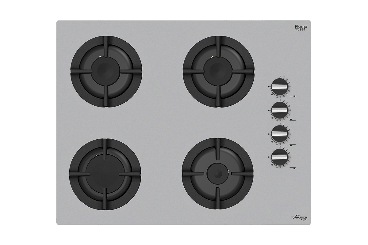 TommaTech TAO6002SG Built-in Gas Hob 65 cm Gray Glass