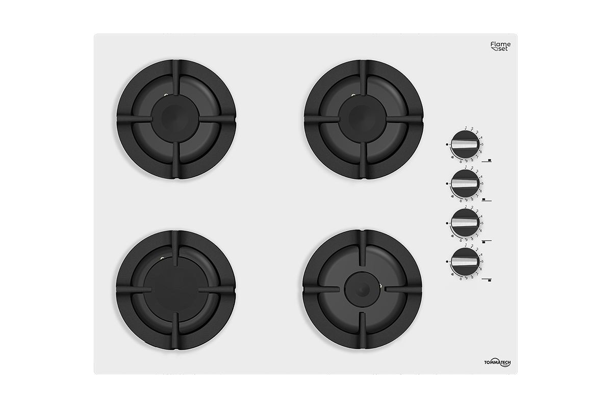 TommaTech TAO6002WG Built-in Gas Hob 65 cm White Glass