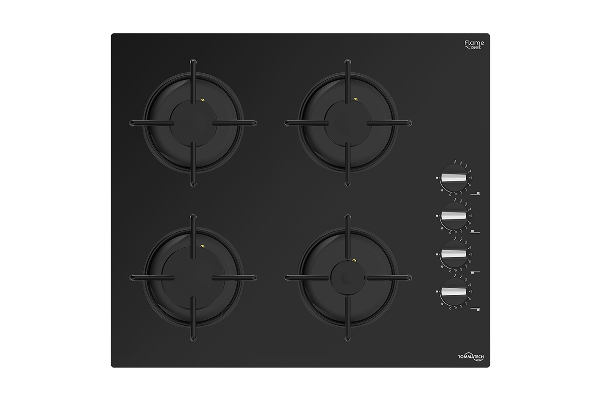 TommaTech TAO6003BG Built-in Gas Hob 60 cm Black Glass