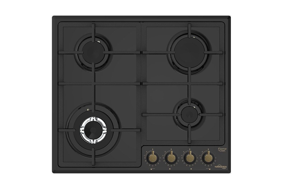 TommaTech TAO6008BM Built-in Gas Hob 60 cm Black Metal