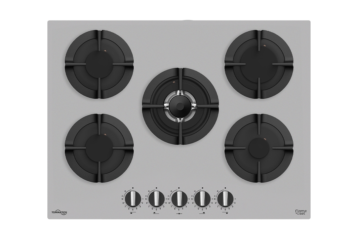 TommaTech TAO7002SG Built-in Gas Hob 70 cm Gray Glass