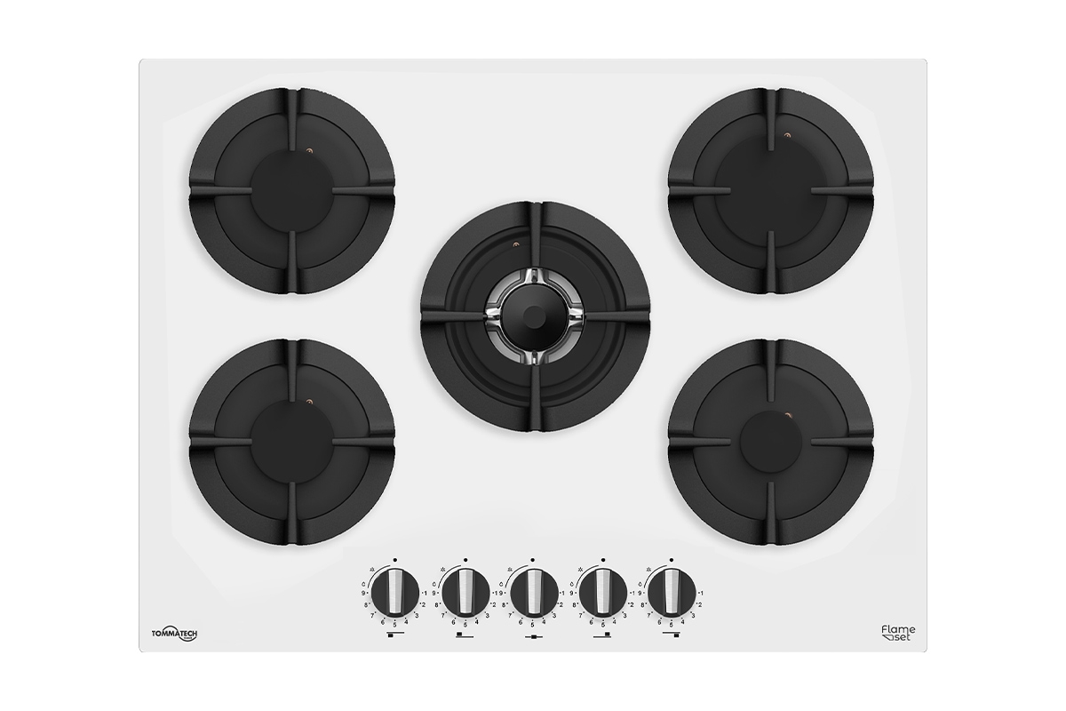 TommaTech TAO7002WG Built-in Gas Cooktop 70 cm White Glass