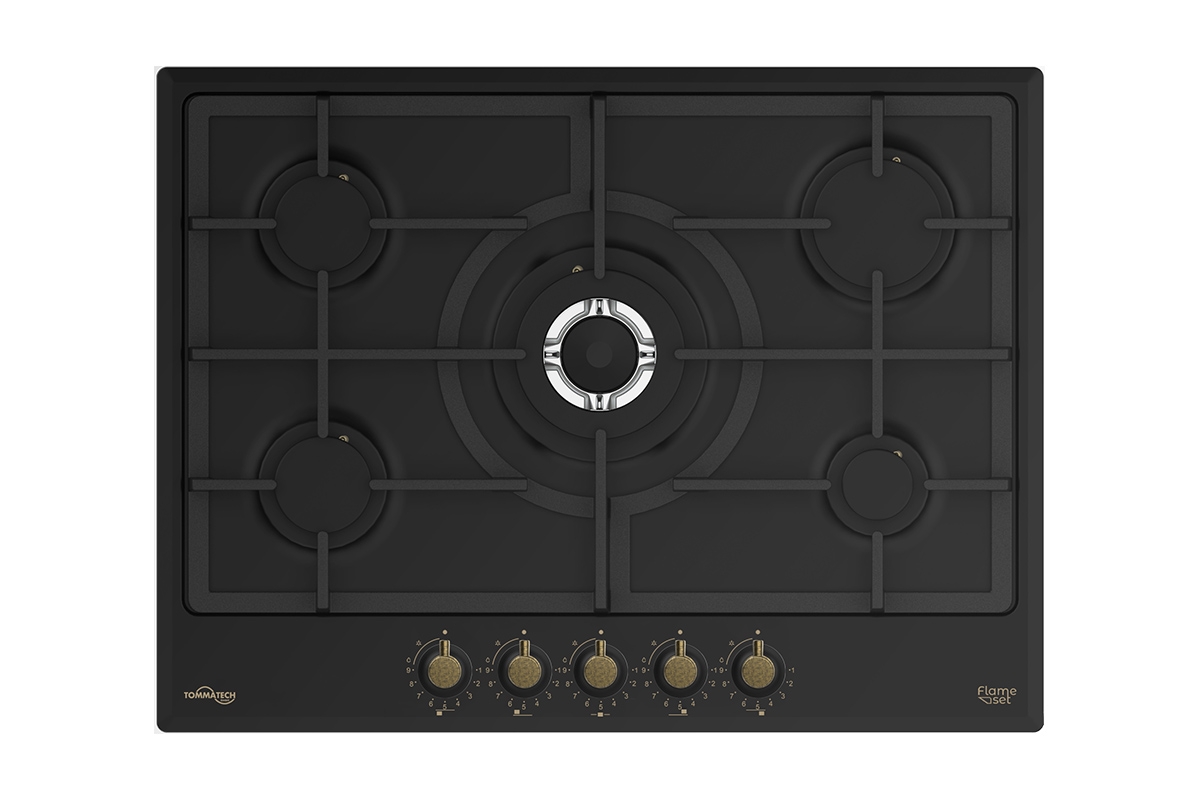 TommaTech TAO7003BM Built-in Gas Hob 70 cm Black Metal