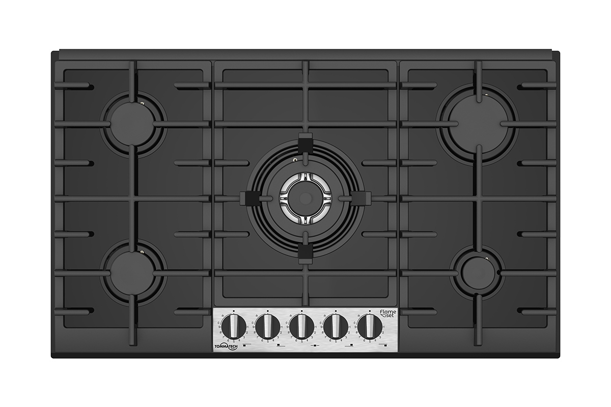 TommaTech TAO9002BG Built-in Gas Hob 90 cm Black Glass