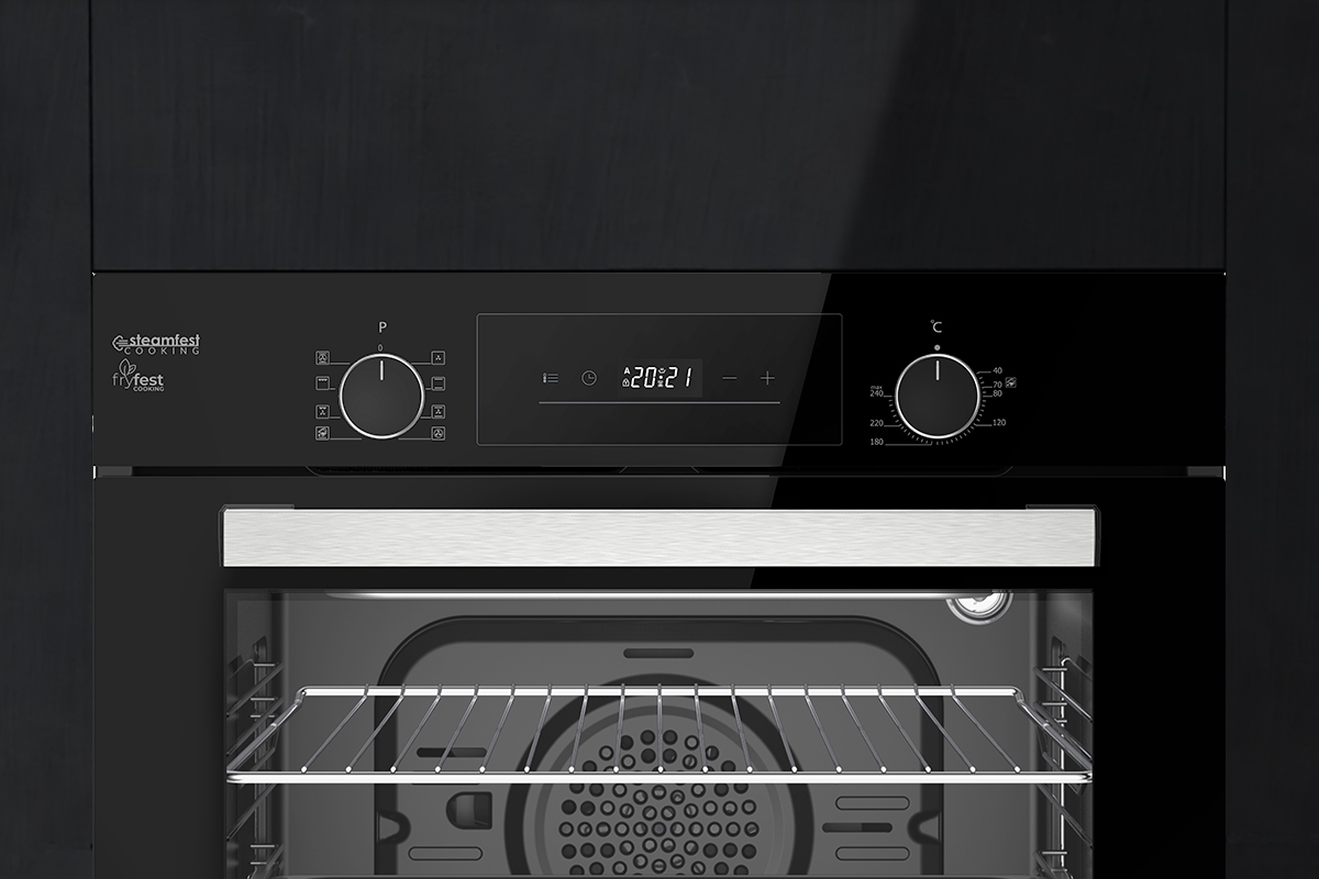 TommaTech TAF6005BS Einbaubackofen 60 Cm Schwarzes Glas