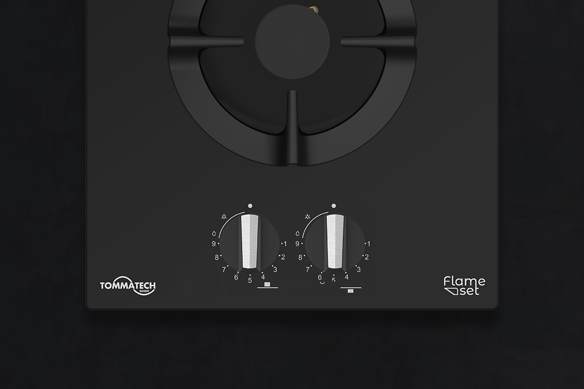 TommaTech TAO3002BG Built-in Gas Hob 30 cm Black Glass