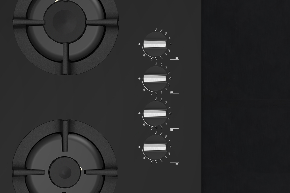 TommaTech TAO6002BG Built-in Gas Hob 65 cm Black Glass