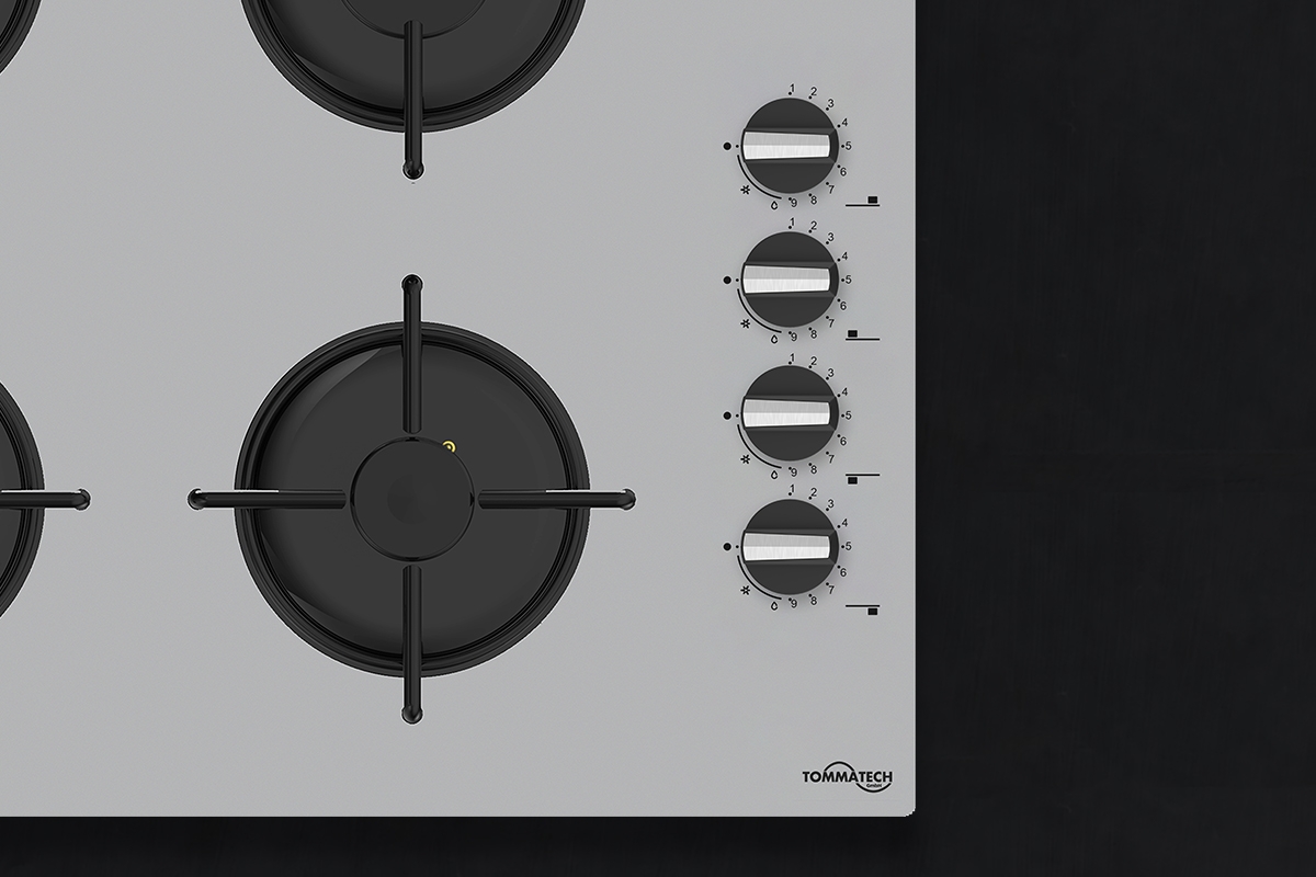 TommaTech  TAO6003SG Built-in Gas Hob 60 cm Gray Glass