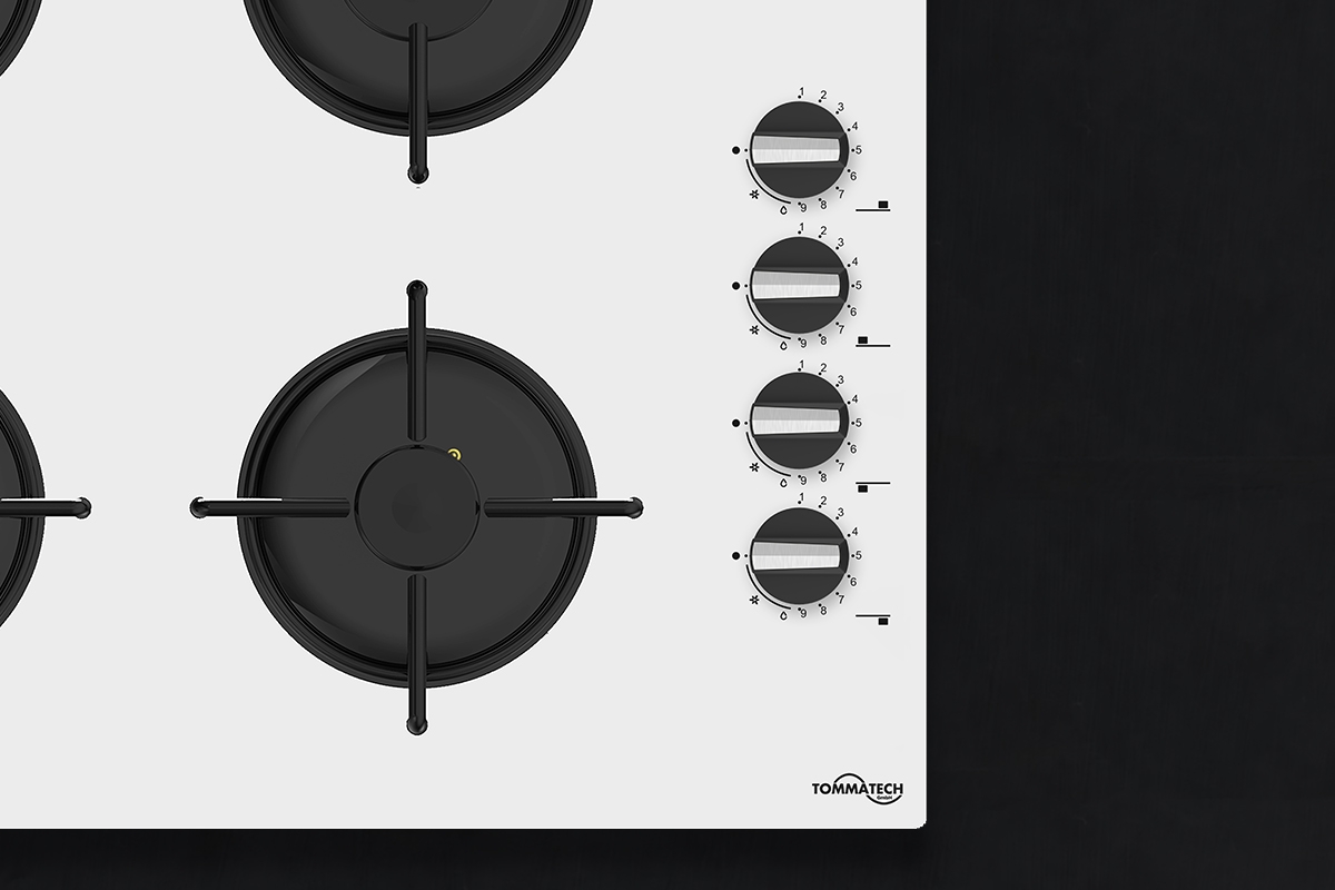 TommaTech TAO6003WG Built-in Gas Hob 60 cm White Glass