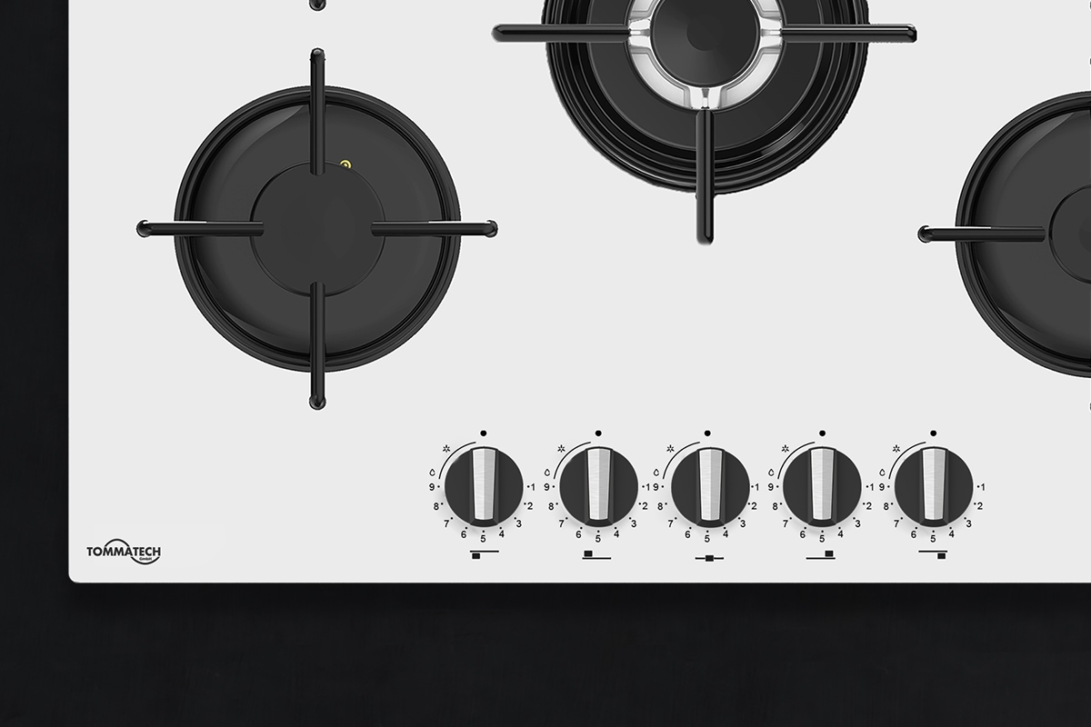 TommaTech TAO7001WG Built-in Gas Hob 70 cm White Glass