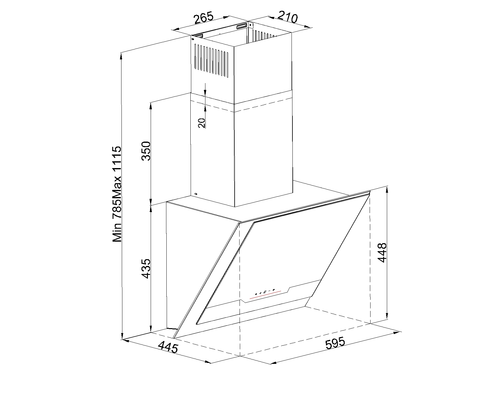 TommaTech TDE6002BGI Wall-Mounted Hood 60 cm Inox