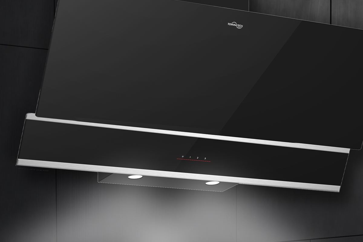 TommaTech TDE9001BG Wall-Mounted Hood 90 cm Black Glass